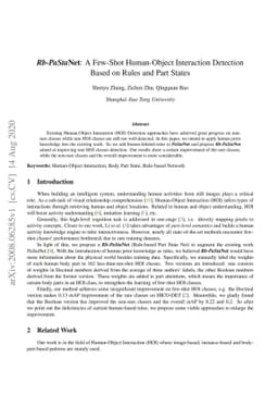 Rb-PaStaNet: A Few-Shot Human-Object Interaction Detection Based on
  Rules and Part States