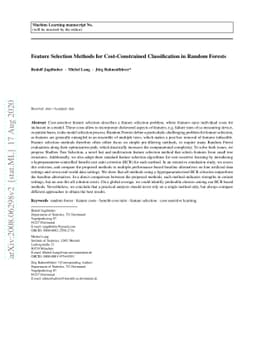 Feature Selection Methods for Cost-Constrained Classification in Random
  Forests