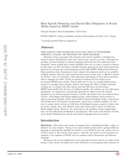 Hate Speech Detection and Racial Bias Mitigation in Social Media based
  on BERT model