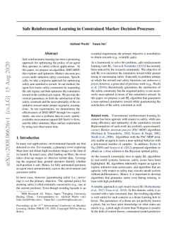 Safe Reinforcement Learning in Constrained Markov Decision Processes