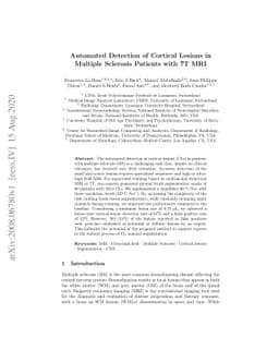 Automated Detection of Cortical Lesions in Multiple Sclerosis Patients
  with 7T MRI