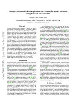 Unsupervised Acoustic Unit Representation Learning for Voice Conversion
  using WaveNet Auto-encoders