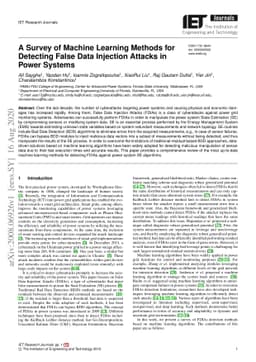 A Survey of Machine Learning Methods for Detecting False Data Injection
  Attacks in Power Systems