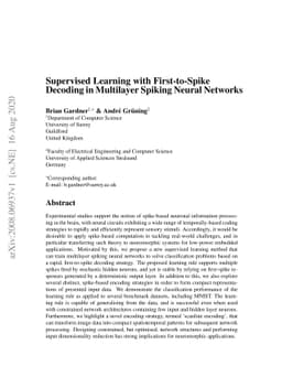 Supervised Learning with First-to-Spike Decoding in Multilayer Spiking
  Neural Networks