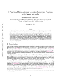 A Functional Perspective on Learning Symmetric Functions with Neural
  Networks