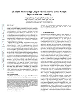 Efficient Knowledge Graph Validation via Cross-Graph Representation
  Learning