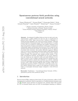 Spontaneous preterm birth prediction using convolutional neural networks