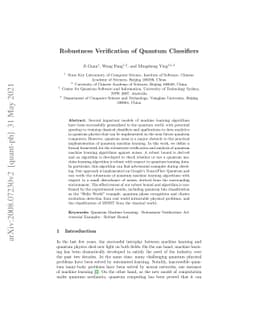 Robustness Verification of Quantum Classifiers