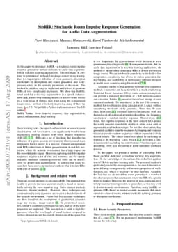 StoRIR: Stochastic Room Impulse Response Generation for Audio Data
  Augmentation