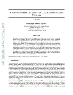 A Survey of Deep Learning for Data Caching in Edge Network