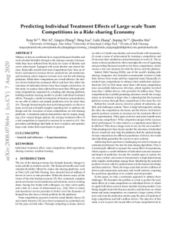 Predicting Individual Treatment Effects of Large-scale Team Competitions
  in a Ride-sharing Economy