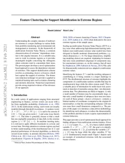 Feature Clustering for Support Identification in Extreme Regions