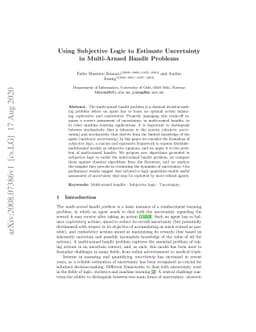 Using Subjective Logic to Estimate Uncertainty in Multi-Armed Bandit
  Problems
