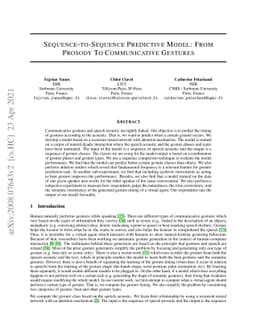 Sequence-to-Sequence Predictive Model: From Prosody To Communicative
  Gestures