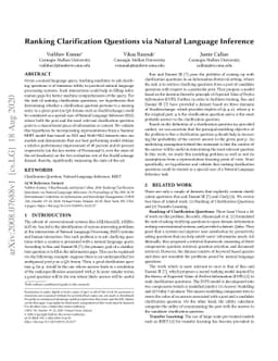 Ranking Clarification Questions via Natural Language Inference