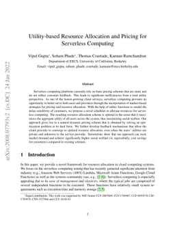 Utility-based Resource Allocation and Pricing for Serverless Computing