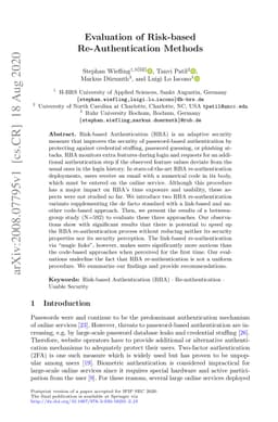 Evaluation of Risk-based Re-Authentication Methods
