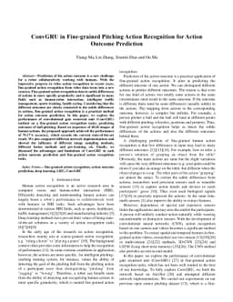 ConvGRU in Fine-grained Pitching Action Recognition for Action Outcome
  Prediction