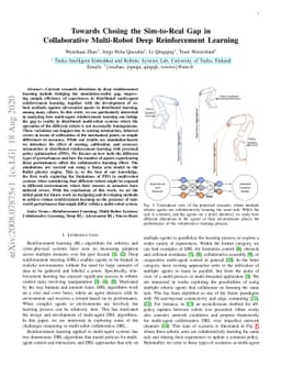 Towards Closing the Sim-to-Real Gap in Collaborative Multi-Robot Deep
  Reinforcement Learning