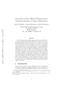 From Zero to Fog: Efficient Engineering of Fog-Based Internet of Things
  Applications