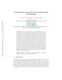 Training Deep Neural Networks Without Batch Normalization