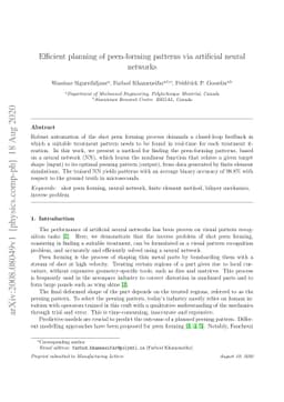 Efficient planning of peen-forming patterns via artificial neural
  networks