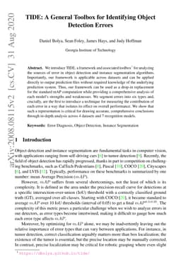 TIDE: A General Toolbox for Identifying Object Detection Errors