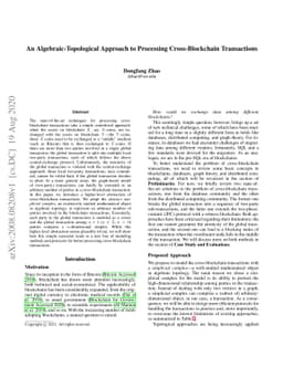 An Algebraic-Topological Approach to Processing Cross-Blockchain
  Transactions