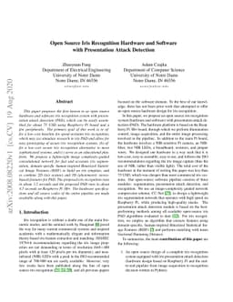 Open Source Iris Recognition Hardware and Software with Presentation
  Attack Detection