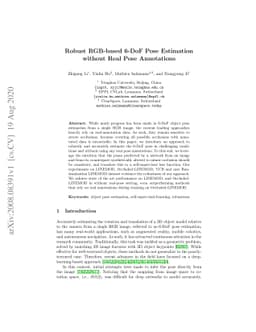 Robust RGB-based 6-DoF Pose Estimation without Real Pose Annotations