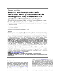 Assigning function to protein-protein interactions: a weakly supervised
  BioBERT based approach using PubMed abstracts