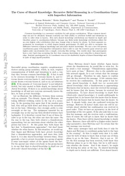 The Curse of Shared Knowledge: Recursive Belief Reasoning in a
  Coordination Game with Imperfect Information