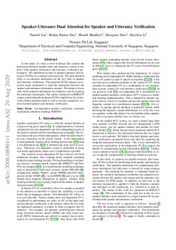 Speaker-Utterance Dual Attention for Speaker and Utterance Verification