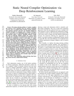 Static Neural Compiler Optimization via Deep Reinforcement Learning