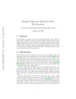 Generating Adjacency Matrix for Video Relocalization
