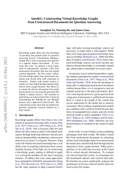 AutoKG: Constructing Virtual Knowledge Graphs from Unstructured
  Documents for Question Answering