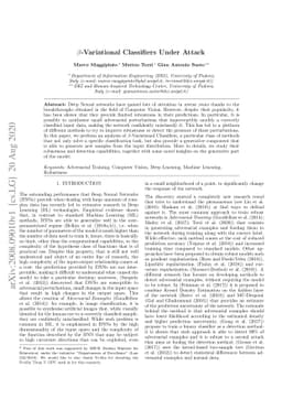 $β$-Variational Classifiers Under Attack