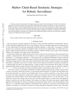 Markov Chain-Based Stochastic Strategies for Robotic Surveillance