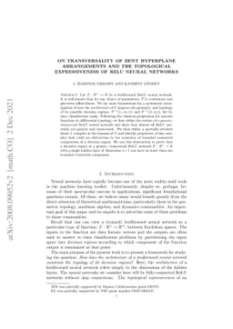 On transversality of bent hyperplane arrangements and the topological
  expressiveness of ReLU neural networks