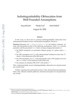 Indistinguishability Obfuscation from Well-Founded Assumptions