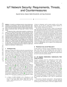 IoT Network Security: Requirements, Threats, and Countermeasures
