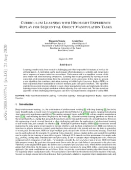 Curriculum Learning with Hindsight Experience Replay for Sequential
  Object Manipulation Tasks