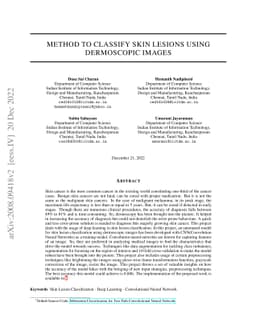 Method to Classify Skin Lesions using Dermoscopic images