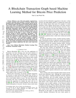 A Blockchain Transaction Graph based Machine Learning Method for Bitcoin
  Price Prediction