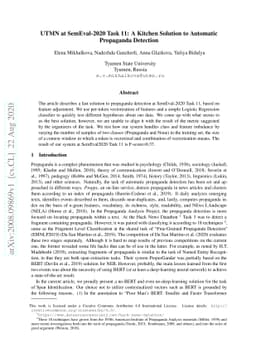 UTMN at SemEval-2020 Task 11: A Kitchen Solution to Automatic Propaganda
  Detection