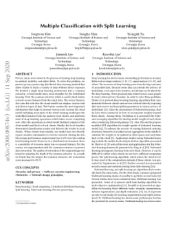 Multiple Classification with Split Learning