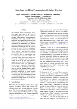 Semi-Supervised Data Programming with Subset Selection