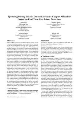 Spending Money Wisely: Online Electronic Coupon Allocation based on
  Real-Time User Intent Detection