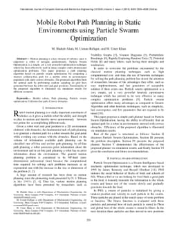 Mobile Robot Path Planning in Static Environments using Particle Swarm
  Optimization