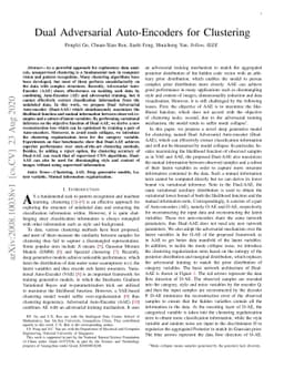 Dual Adversarial Auto-Encoders for Clustering